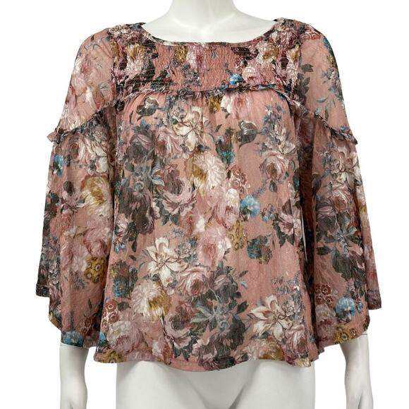 Anthropologie Tops - Akemi + Kin Anthropologie Top Womens XS Rose Floral Boho‎ Fairy Peasant Cottage